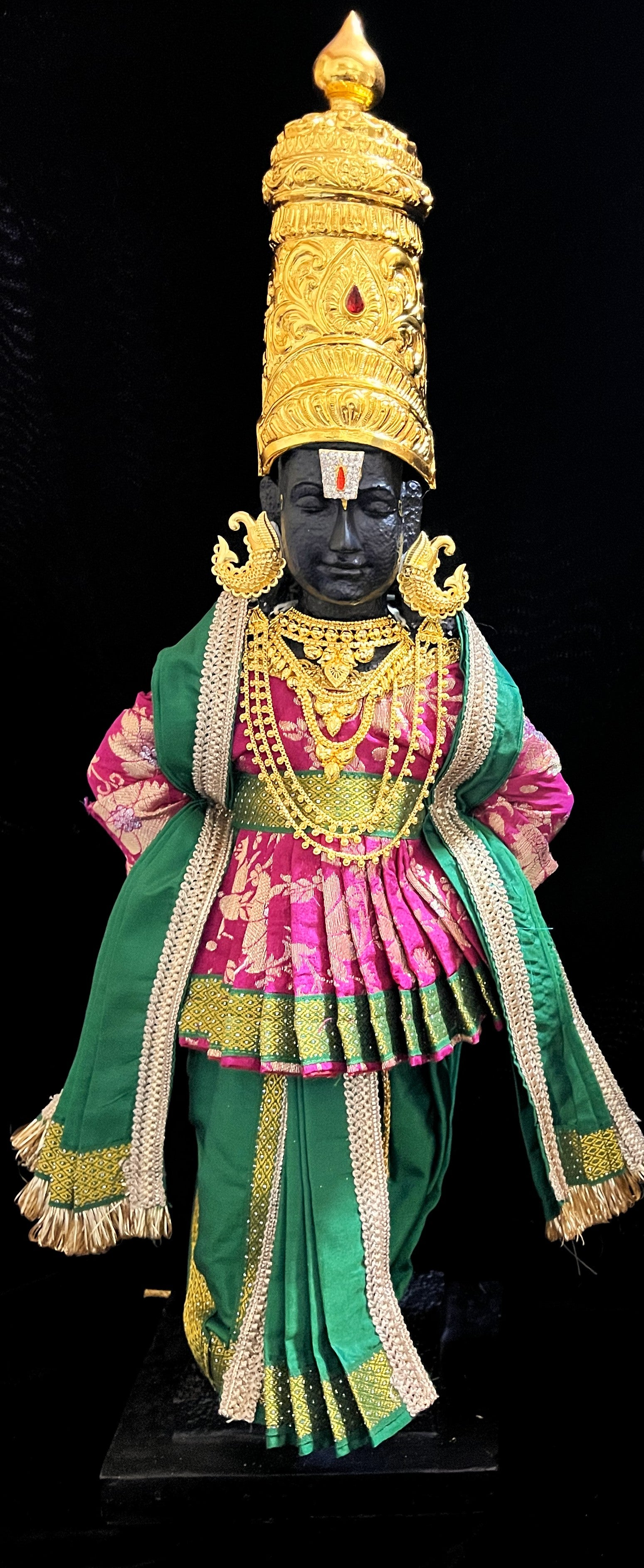 Angharkha dhoti Patka/shalya, made of Chanderi Zari Silk (not pure silk) - Pink Pre stiched Angarkha with Dark Dark Green Contrast and Dhoti and  Patka 2