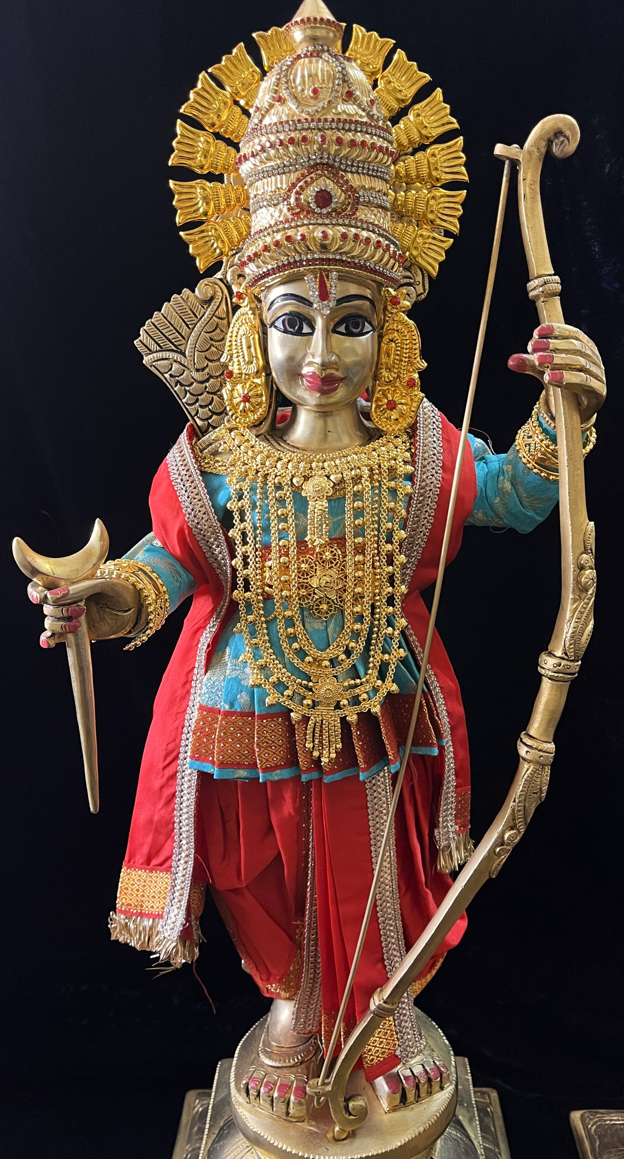 Angharkha dhoti Patka/shalya, made of Chanderi Zari Silk (not pure silk) - Light Blue Pre stiched Angarkha with red Contrast and Dhoti and  Patka 3