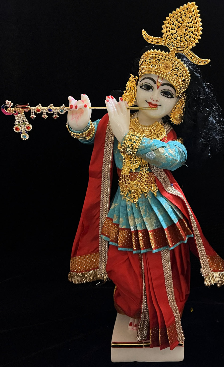 Angharkha dhoti Patka/shalya, made of Chanderi Zari Silk (not pure silk) - Light Blue Pre stiched Angarkha with red Contrast and Dhoti and  Patka