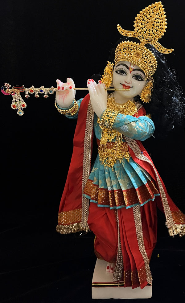 Angharkha dhoti Patka/shalya, made of Chanderi Zari Silk (not pure silk) - Light Blue Pre stiched Angarkha with red Contrast and Dhoti and  Patka