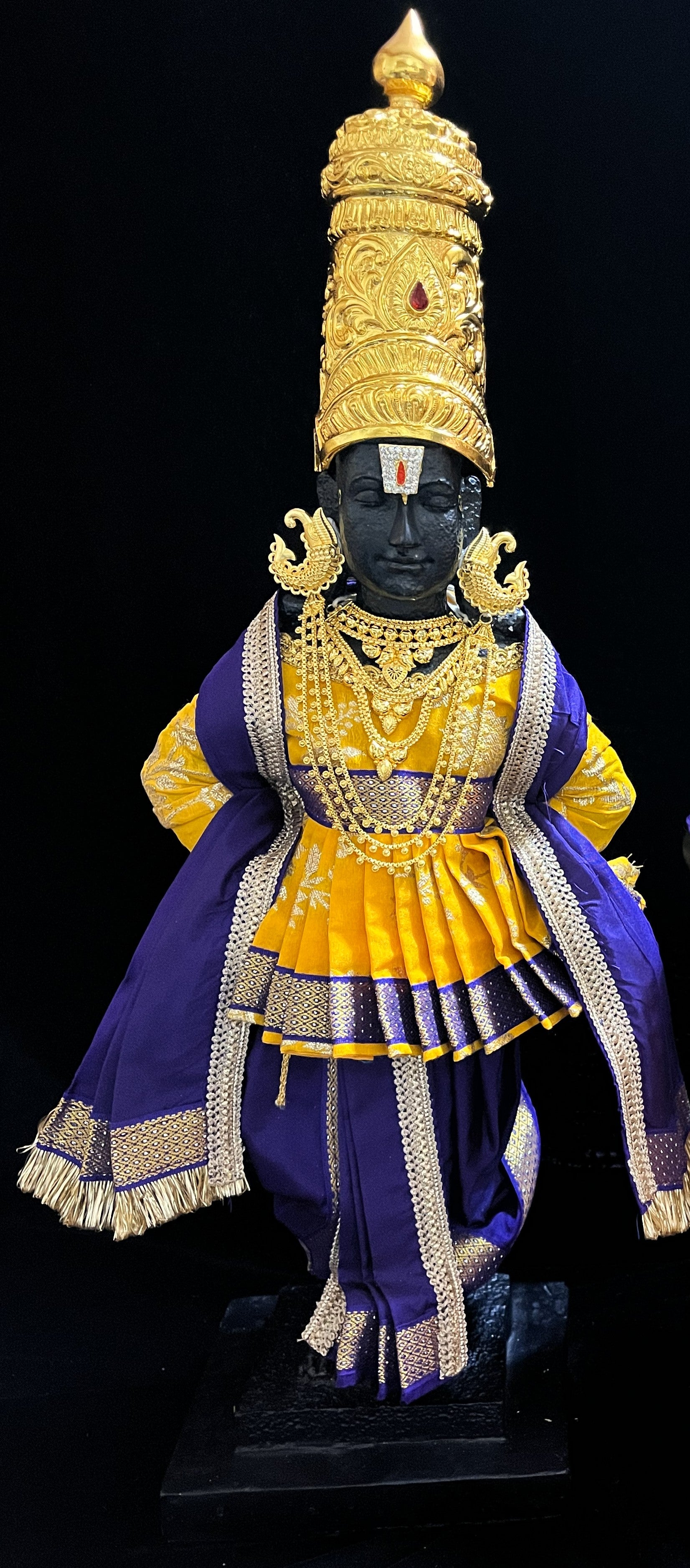 Angharkha dhoti Patka/shalya, made of Chanderi Zari Silk (not pure silk) - Yellow Pre stiched Angarkha with Dark Blue Contrast and Dhoti and  Patka 3