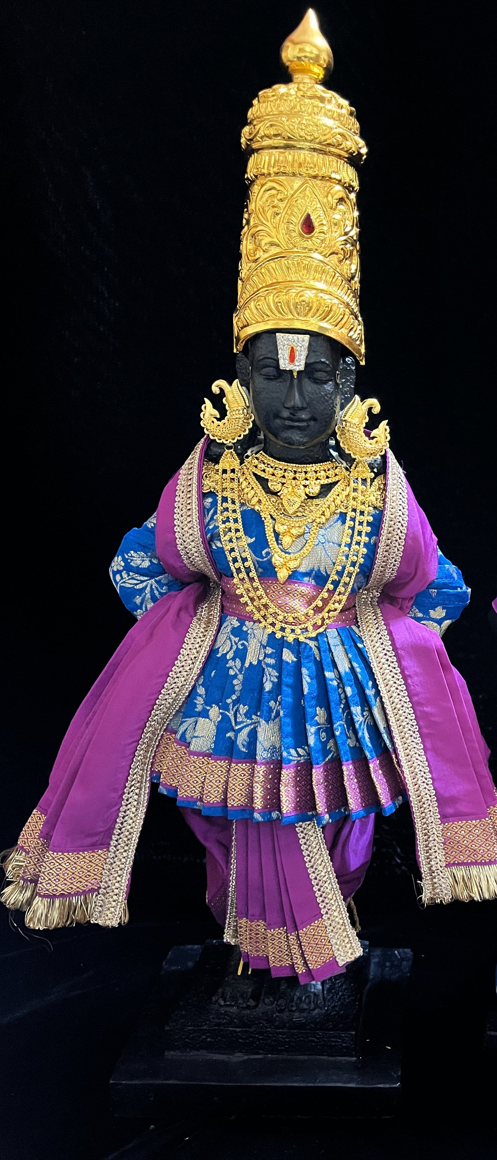 Angharkha dhoti Patka/shalya, made of Chanderi Zari Silk (not pure silk) - Royal Blue Pre stiched Angarkha with Purple Contrast and Dhoti and  Patka 3