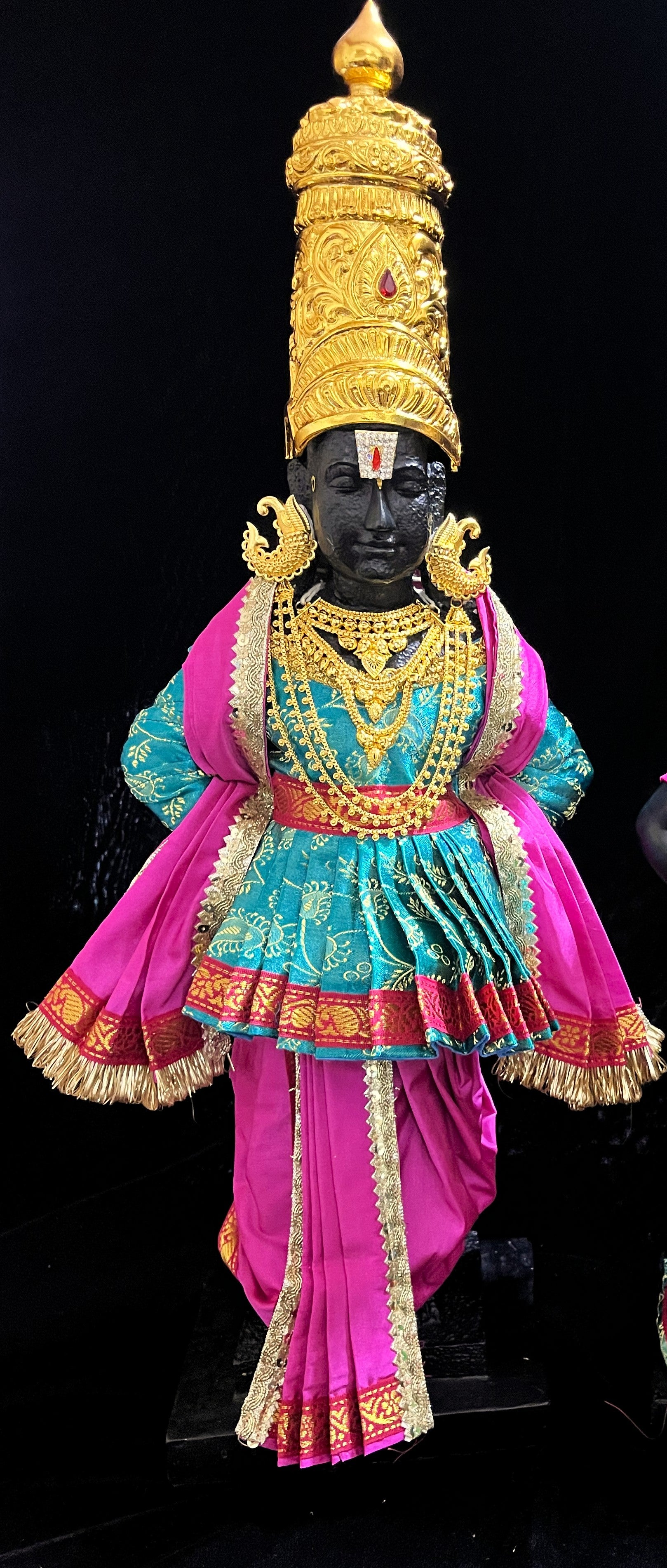 Vithhal Rukhmini dress, Ram Darbar dress, Radha krishna dress – Dhoti, Bhgavan dress, Deity Angharkha dhoti  Patka/shalya, Khes, kurta, made of  Satin Silk (not pure silk) - Rama Blue Pre Stiched Angarkha with Pink Contrast Dhoti and Shalya 2