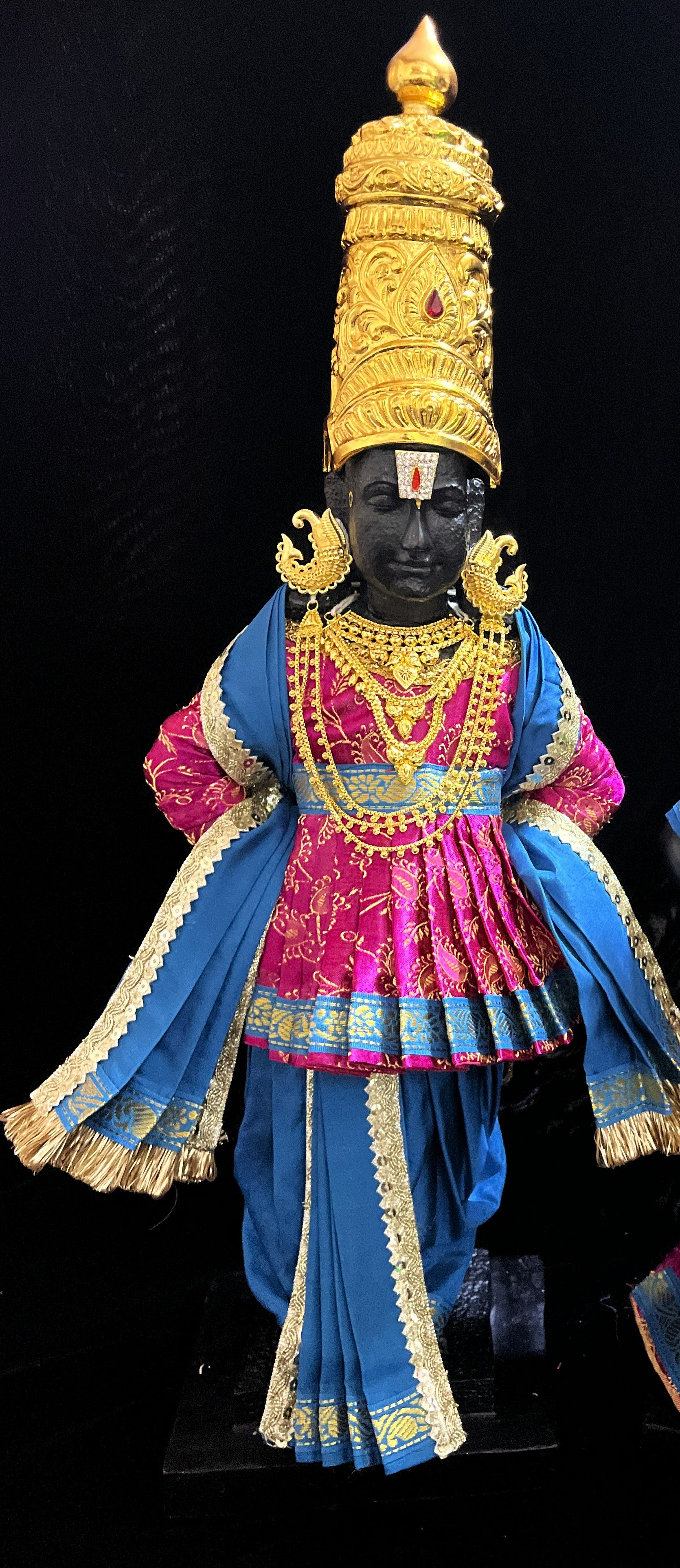 Vithhal Rukhmini dress, Ram Darbar dress, Radha krishna dress – Dhoti, Bhgavan dress, Deity Angharkha dhoti  Patka/shalya, Khes, kurta,made of  Satin Silk(not pure silk). - Pink Pre Stiched Angarkha with Sky Blue Contrast Dhoti and Shalya 1