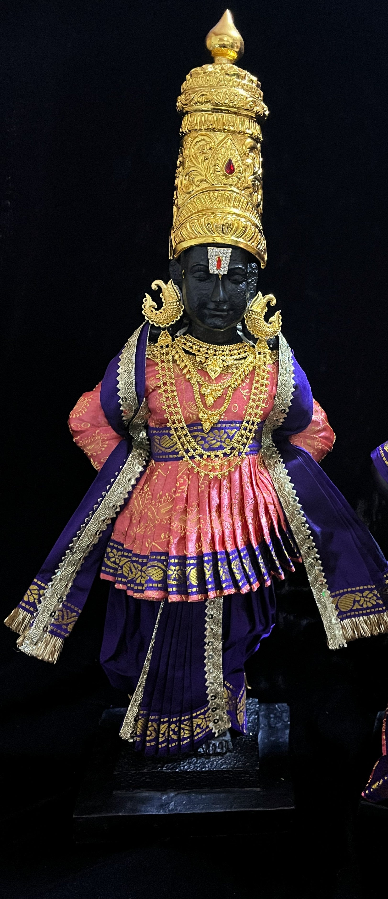 Vithhal Rukhmini dress, Ram Darbar dress, Radha krishna dress – Dhoti, Bhgavan dress, Deity Angharkha dhoti  Patka/shalya, Khes, kurta,made of  Satin Silk(not pure silk). - Peach Pre Stiched Angarkha with Voilet Contrast Dhoti and Shalya 1