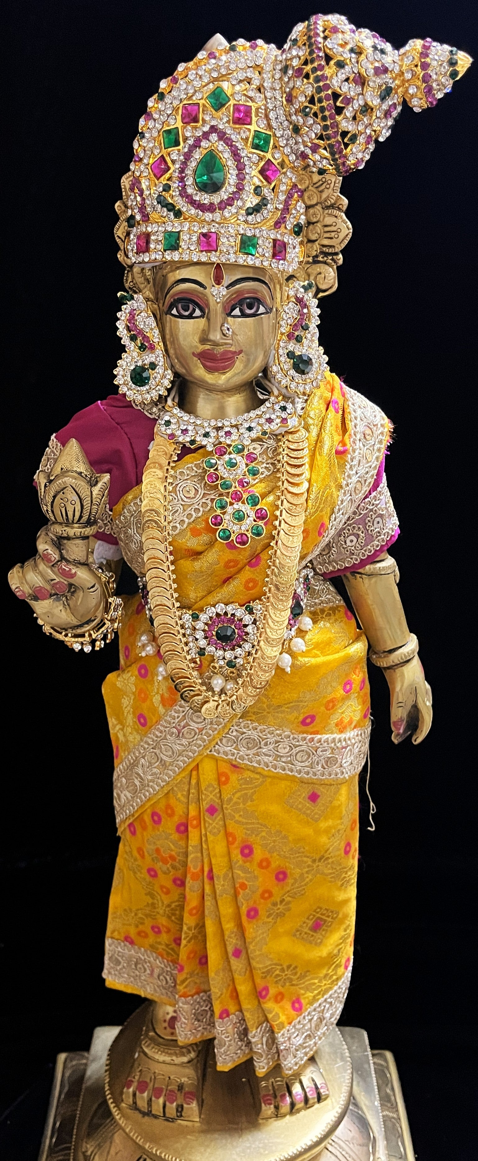 Royal Pre-Stitched with Multicoloured Chanderi Silk Saree (Not Pure Silk) - Yellow pre-plated Saree with Purple Contrast and blouse 3