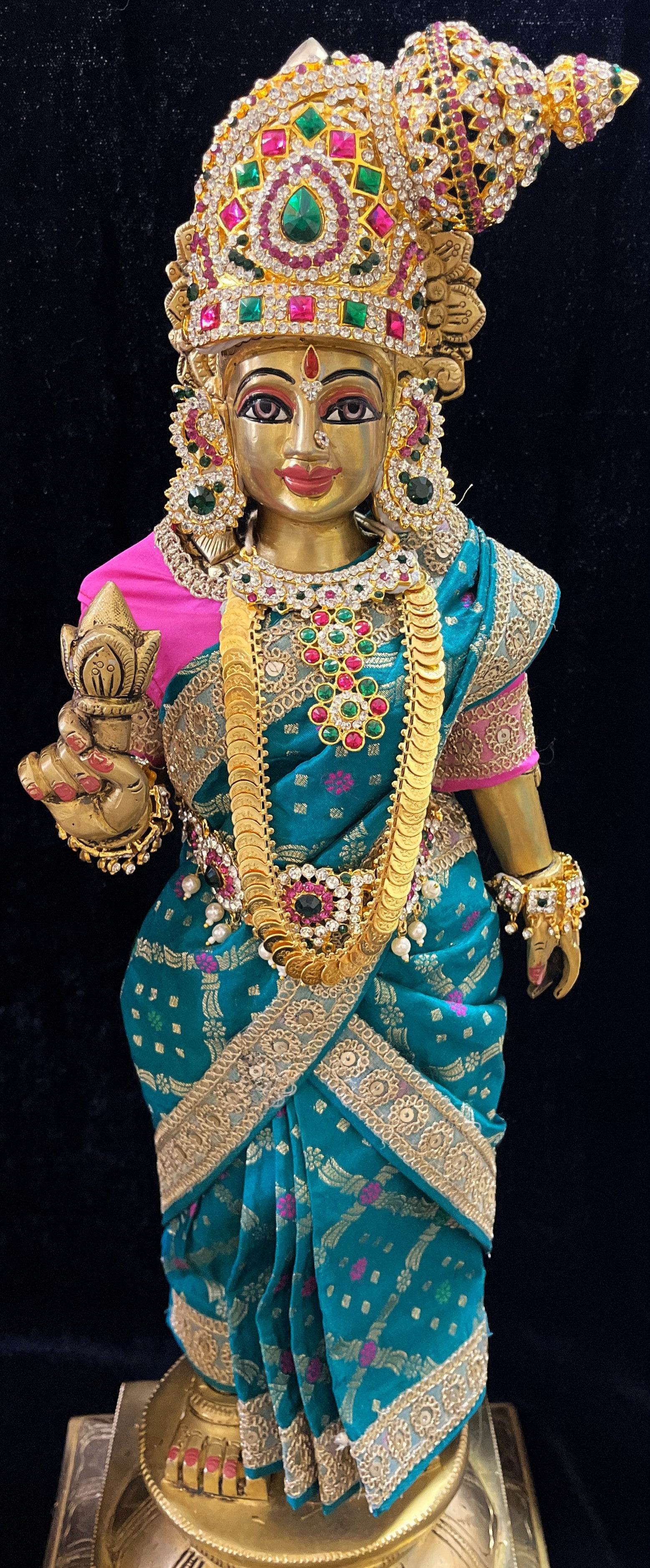 Royal Pre-Stitched with Multicoloured Chanderi Silk Saree (Not Pure Silk) - Rama Blue pre-plated Saree with Pink Contrast and blouse 3