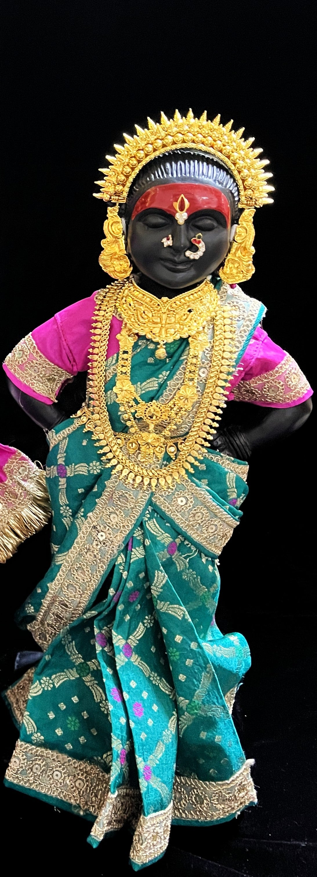 Royal Pre-Stitched with Multicoloured Chanderi Silk Saree (Not Pure Silk) - Rama Blue pre-plated Saree with Pink Contrast and blouse 1