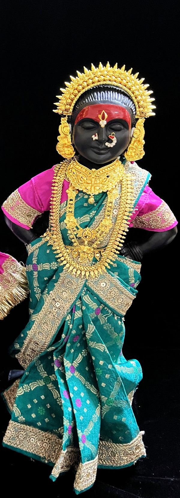 Royal Pre-Stitched with Multicoloured Chanderi Silk Saree (Not Pure Silk) - Rama Blue pre-plated Saree with Pink Contrast and blouse