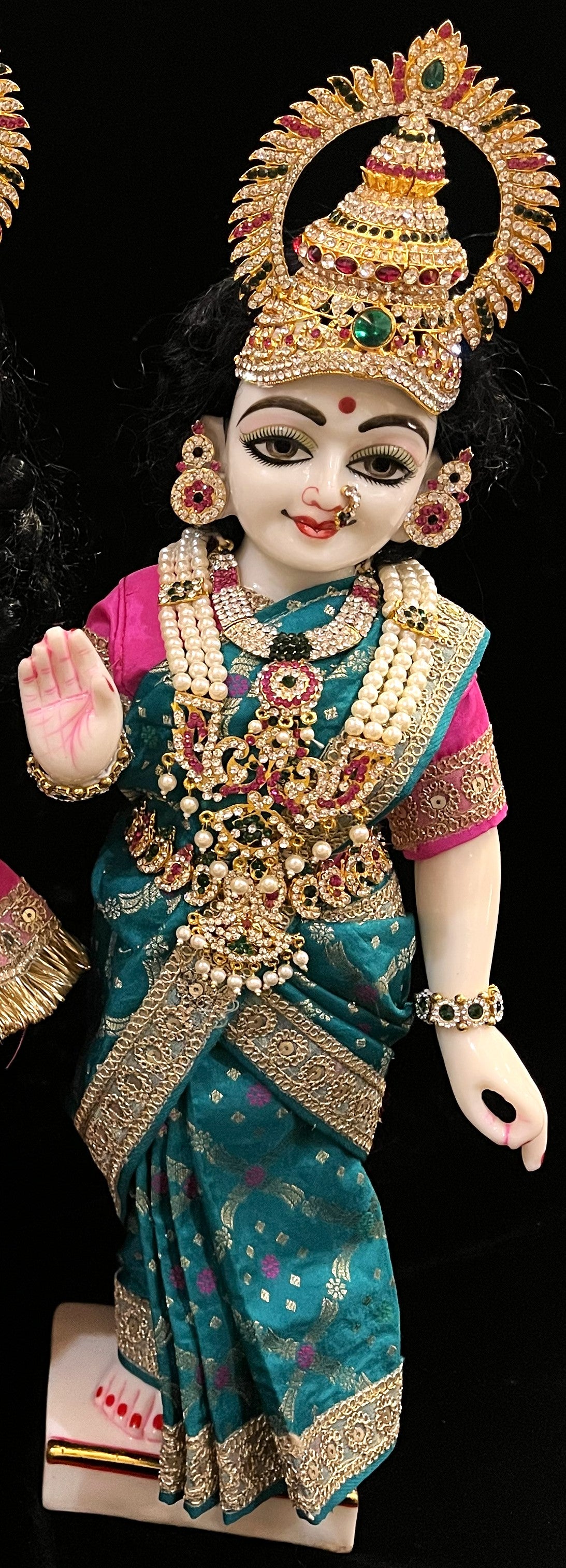 Royal Pre-Stitched with Multicoloured Chanderi Silk Saree (Not Pure Silk) - Rama Blue pre-plated Saree with Pink Contrast and blouse 2