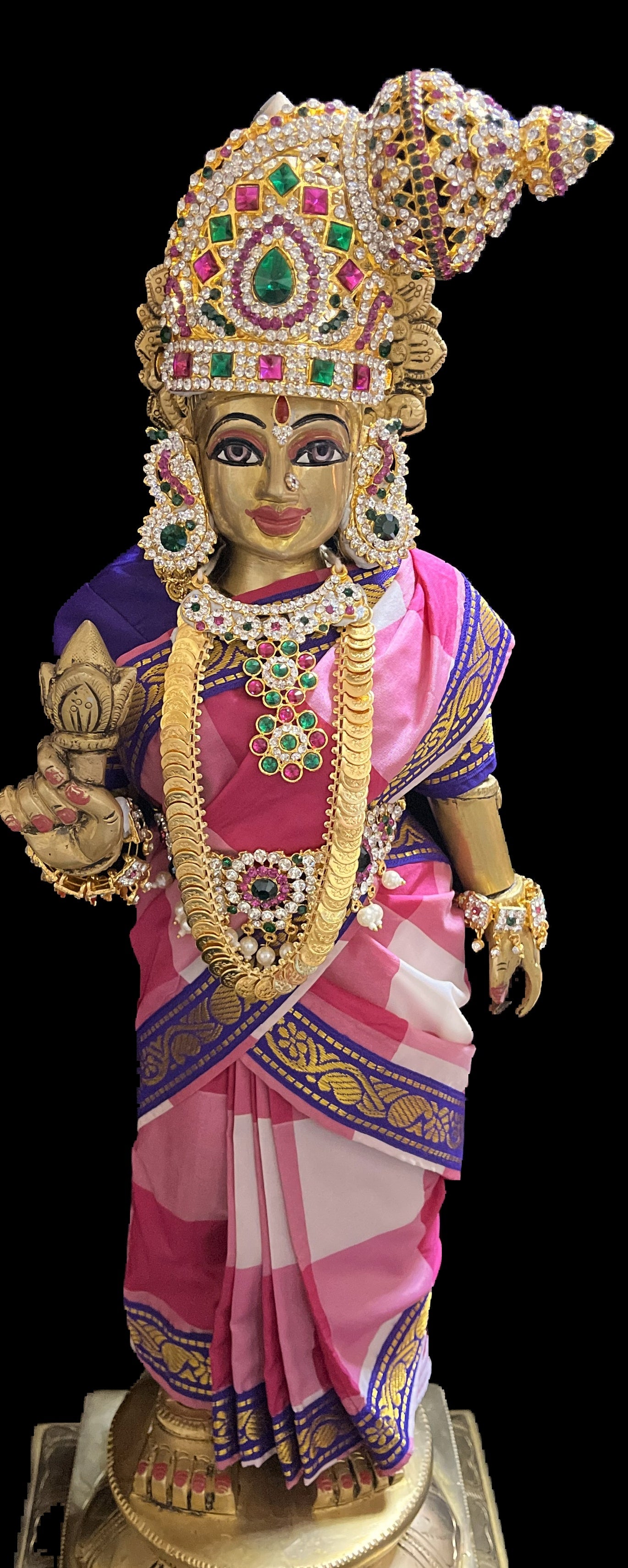 Royal Pre-Stitched Traditional Checks Silk Devi Saree - White And Pink Checks Pre Pleted Saree with Voilet Contrast and blouse 3
