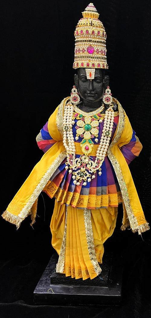 Angharkha dhoti Patka/shalya, made of Traditional Checks Silk (not pure silk) - Voilet And Blue Checks Pre Stiched Angarkha with Yellow Contrast and Dhoti and Shalya