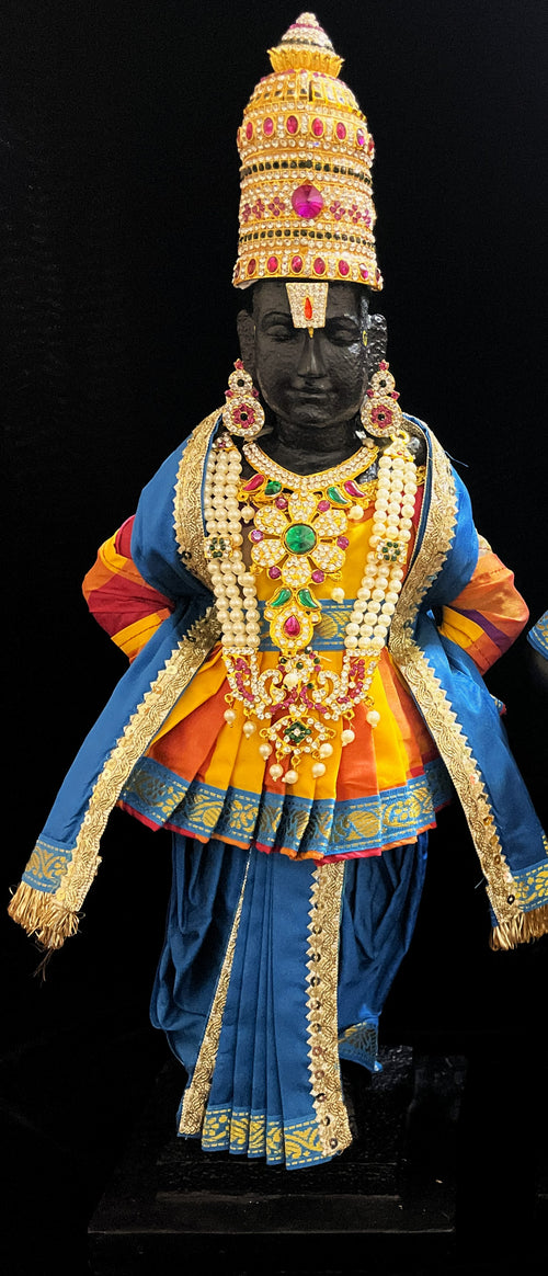 Angharkha dhoti Patka/shalya, made of Traditional Checks Silk (not pure silk) - Yellow And Purple Checks Pre Stiched Angarkha with Light Blue Contrast and Dhoti and Shalya