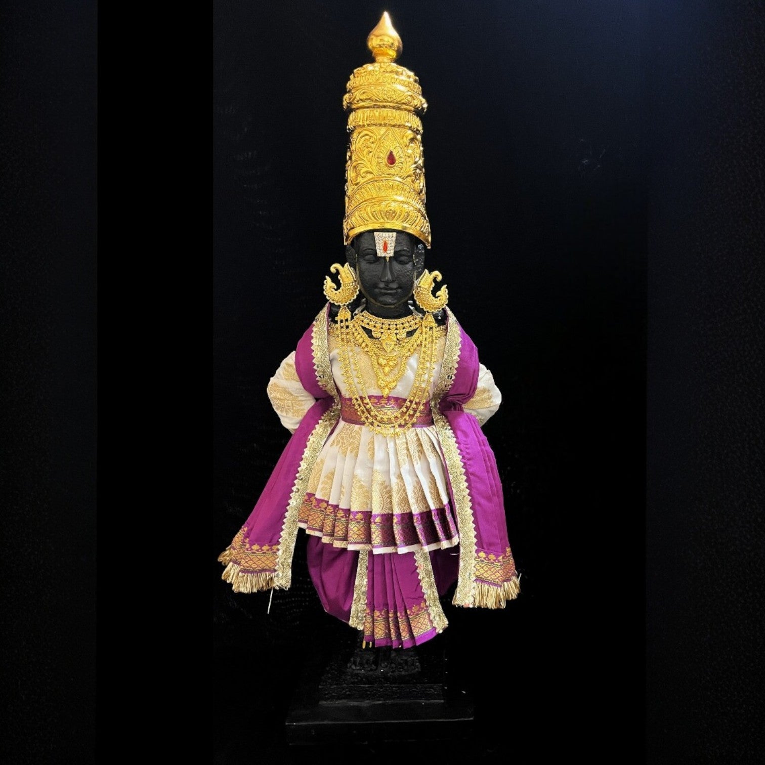 Vithhal Rukhmini dress, Ram Darbar dress, Radha krishna dress – Dhoti, Bhgavan dress, Deity Angharkha dhoti patka/shalya, Khes, kurta, Uparna Vastra for Rama, Krishna,Vitthal,made of Pure Tapeta Silk. - White pre plated Angarkha with Purple Contrast Dhoti