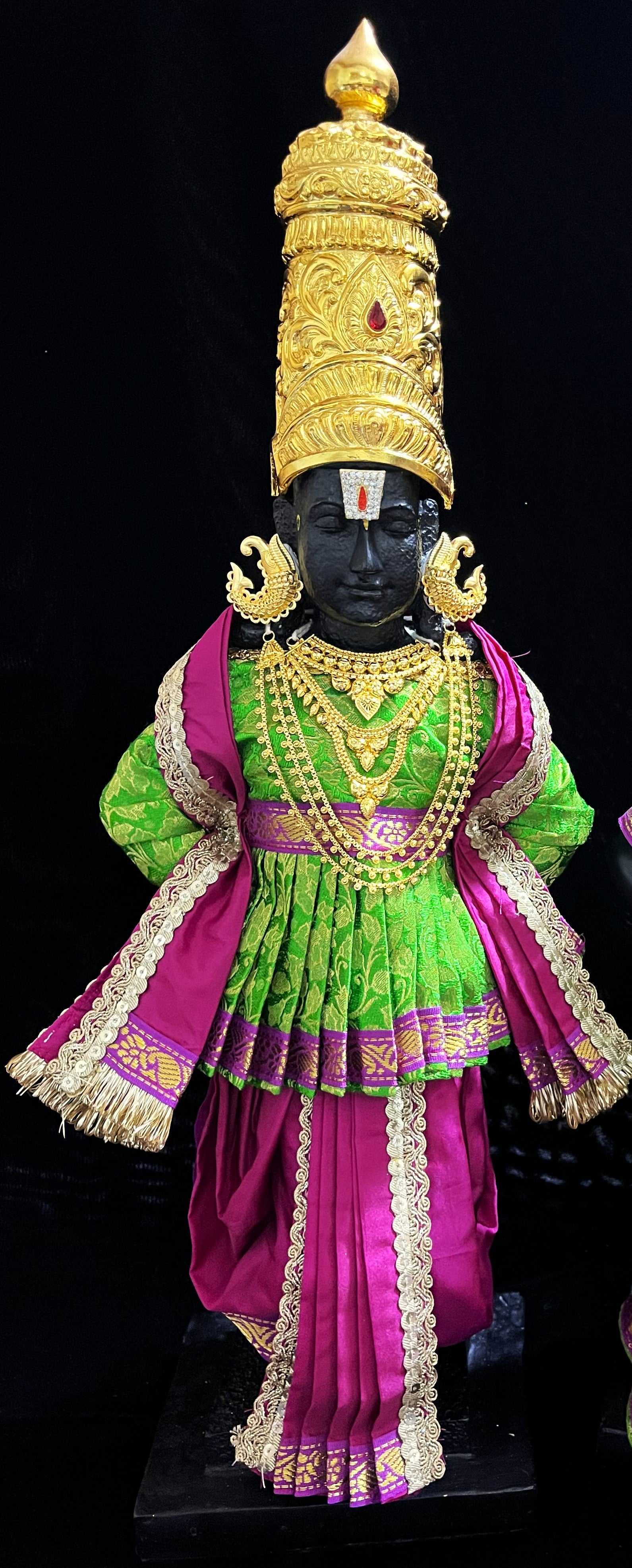 Angharkha dhoti  Patka/shalya, made of  Brocade Silk (not pure silk) - Parrot Green pre-plated & pre-stiched Angarkha Saree with Pink Contrast dhoti and shalya