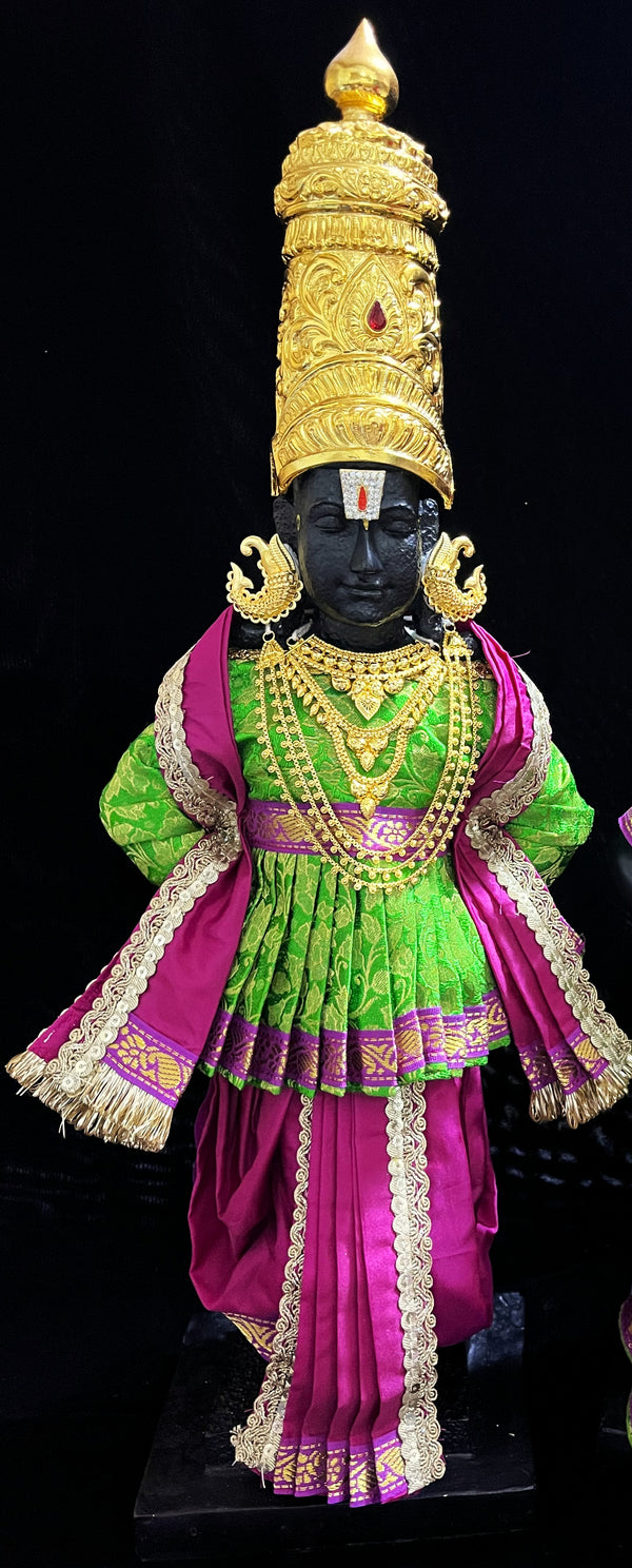 Angharkha dhoti  Patka/shalya, made of  Brocade Silk (not pure silk) - Parrot Green pre-plated & pre-stiched Angarkha Saree with Pink Contrast dhoti and shalya