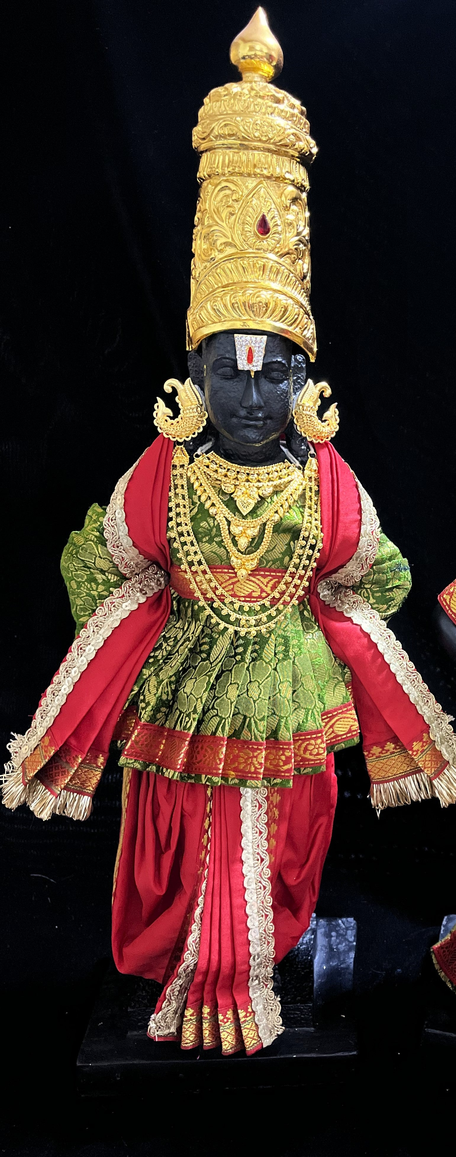 Angharkha dhoti  Patka/shalya, made of  Brocade Silk (not pure silk) - Sap Green pre-plated & pre-stiched Angarkha Saree with red Contrast dhoti and shalya