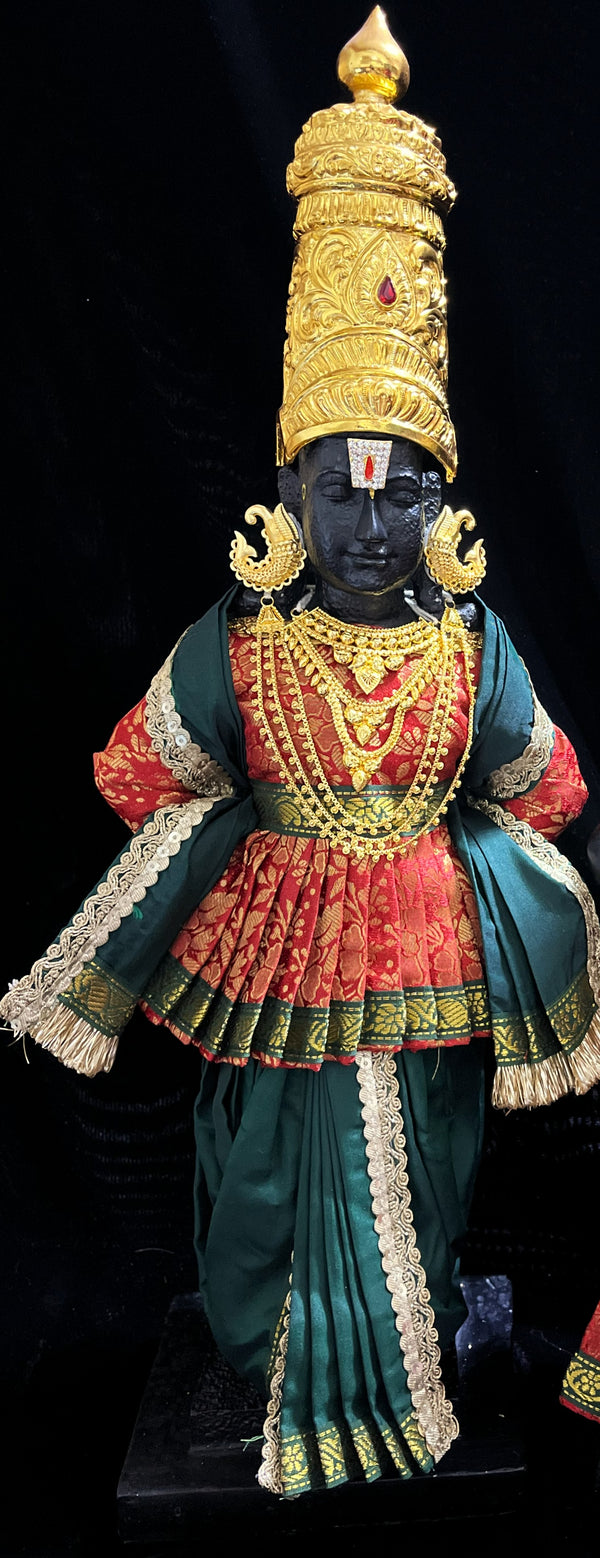 Angharkha dhoti  Patka/shalya, made of  Brocade Silk (not pure silk) - Red pre-plated & pre-stiched Angarkha Saree with Dark Green Contrast dhoti and shalya