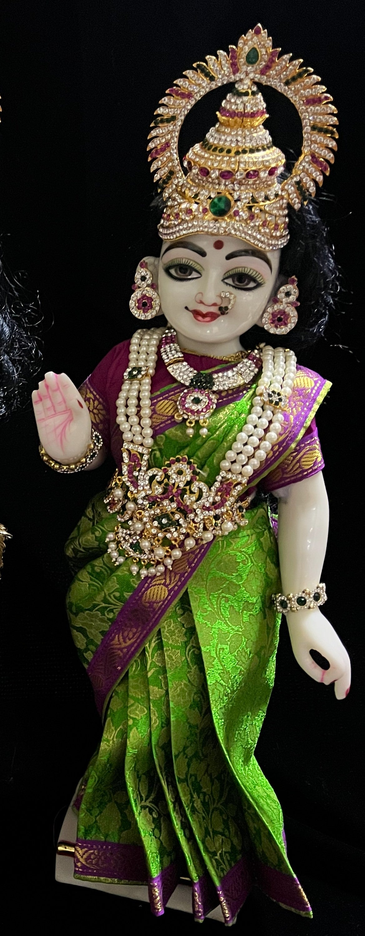 Royal Pre-Stitched with Brocade  Silk Devi Saree (Not Pure Silk) - Parrot Green pre-plated Saree with Pink Contrast and blouse 2