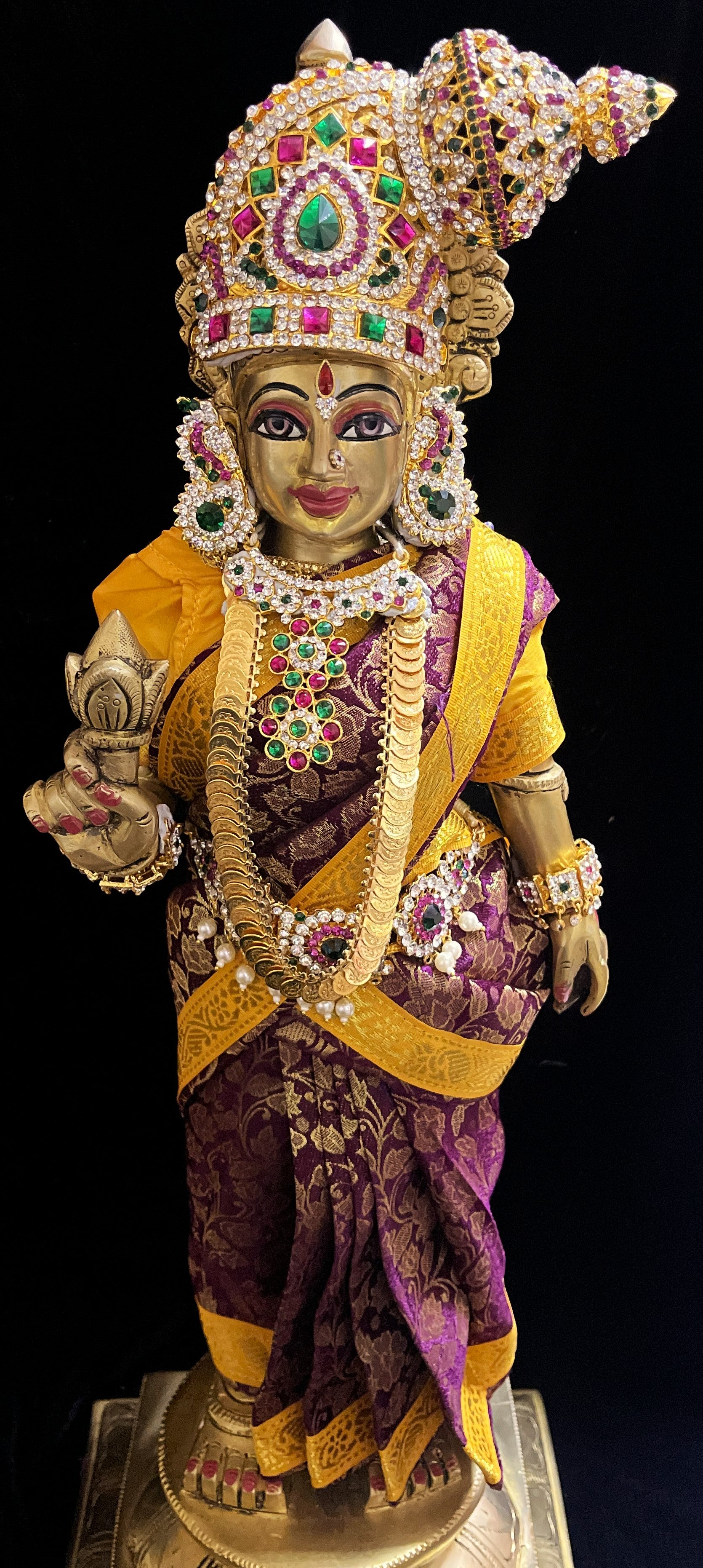 Royal Pre-Stitched with Brocade  Silk Devi Saree (Not Pure Silk) - Wine pre-plated Saree with Yellow Contrast and blouse 3
