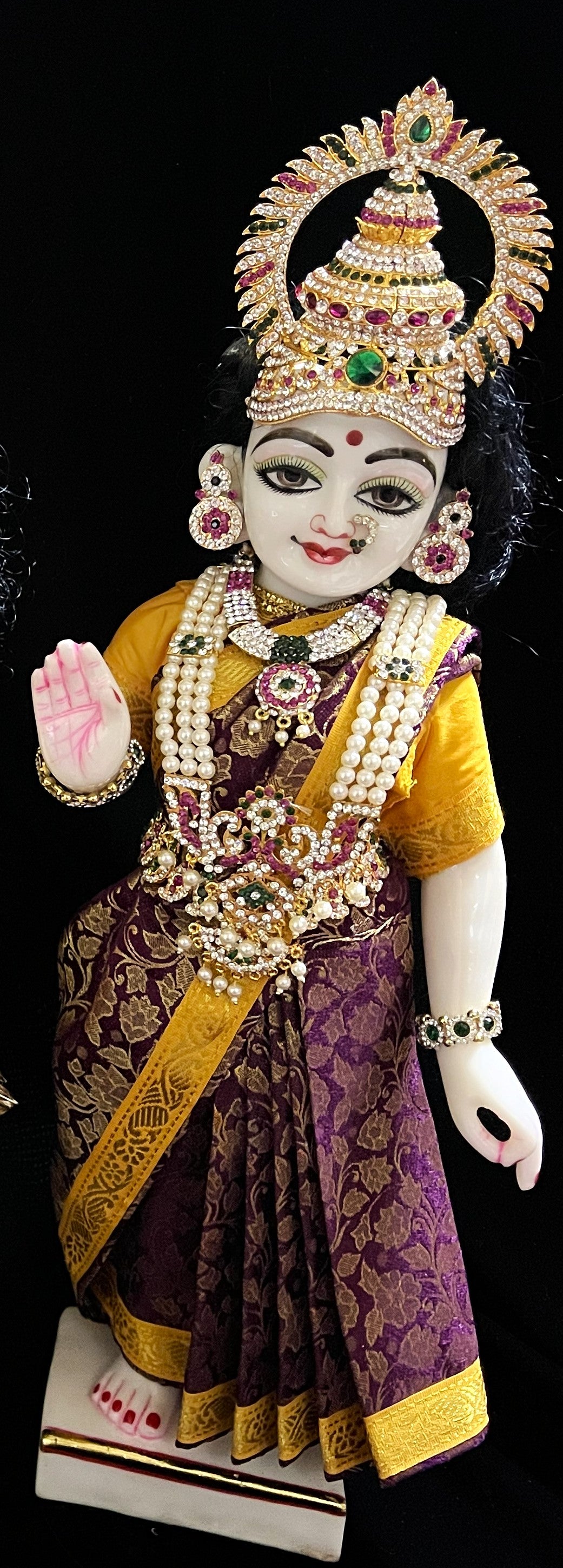 Royal Pre-Stitched with Brocade  Silk Devi Saree (Not Pure Silk) - Wine pre-plated Saree with Yellow Contrast and blouse 2