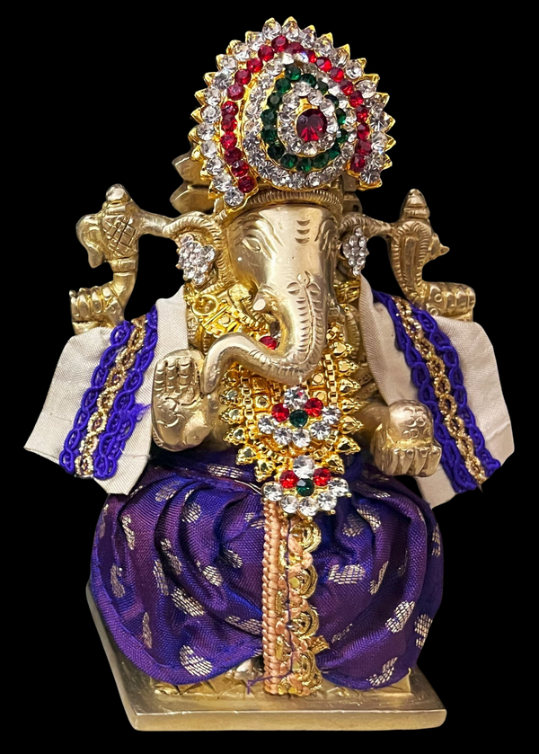 Dhotis for very small idols (less than 4 inches) made of Soft Silk (Pure Silk) - Purple dhoti with Gold border and White shalya