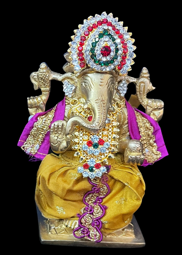 Dhotis for very small idols (less than 4 inches) made of Soft Silk (Pure Silk) - Mustard Yellow dhoti with Rani Pink border and Rani Pink shalya
