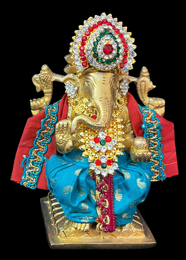 Dhotis for very small idols (less than 4 inches) made of Soft Silk (Pure Silk) - Sky Blue dhoti with Red border and Red shalya