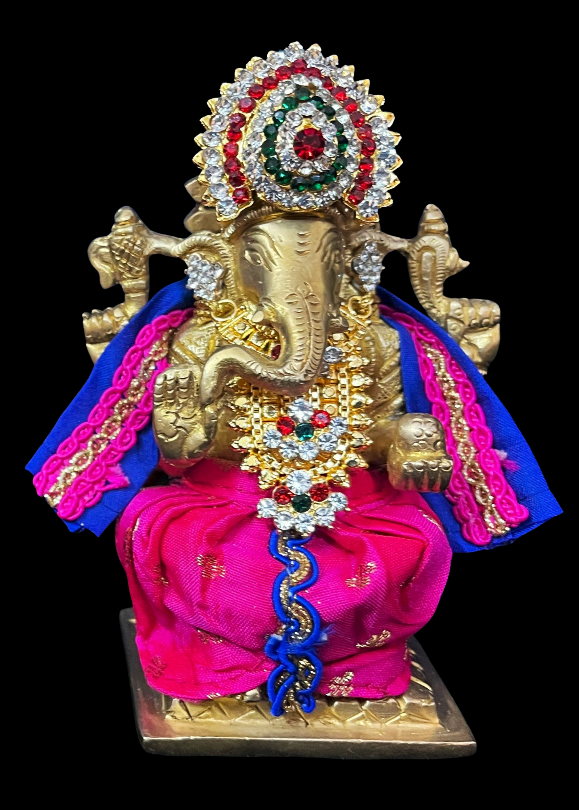 Dhotis for very small idols (less than 4 inches) made of Soft Silk (Pure Silk) - Pink dhoti with Royal Blue border and Royal Blue shalya 1