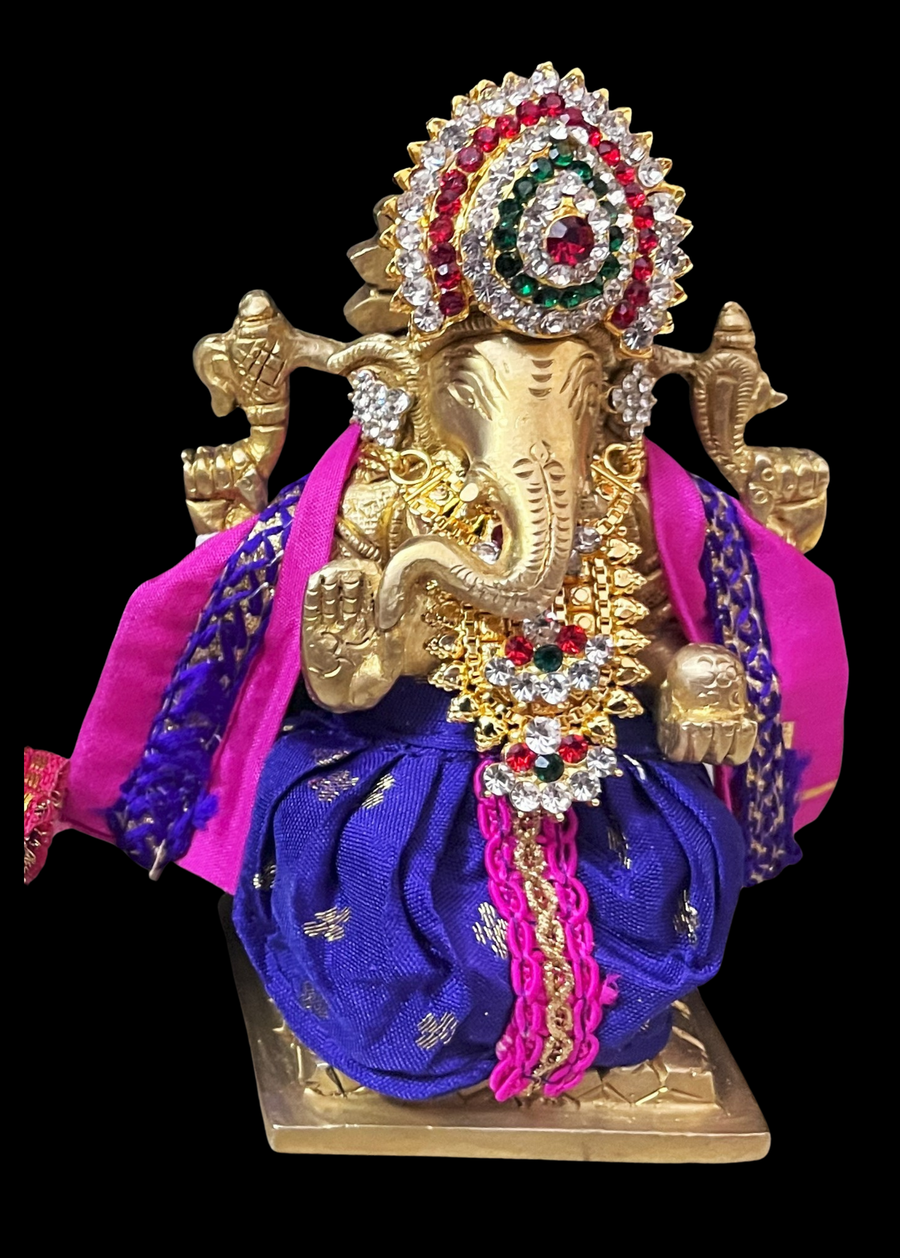 Dhotis for very small idols (less than 4 inches) made of Soft Silk (Pure Silk) - Blue dhoti with Pink border and Pink shalya