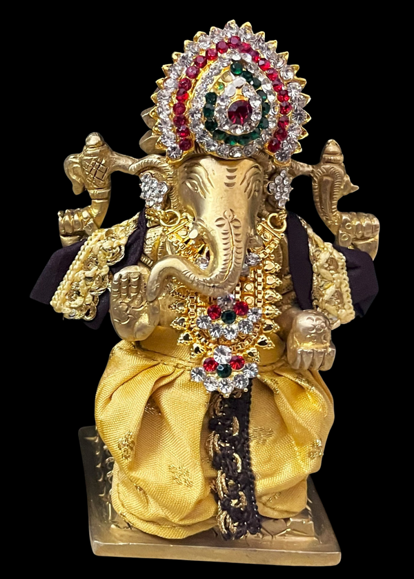 Dhotis for very small idols (less than 4 inches) made of Soft Silk (Pure Silk) - Gold dhoti with Brown border and Brown shalya