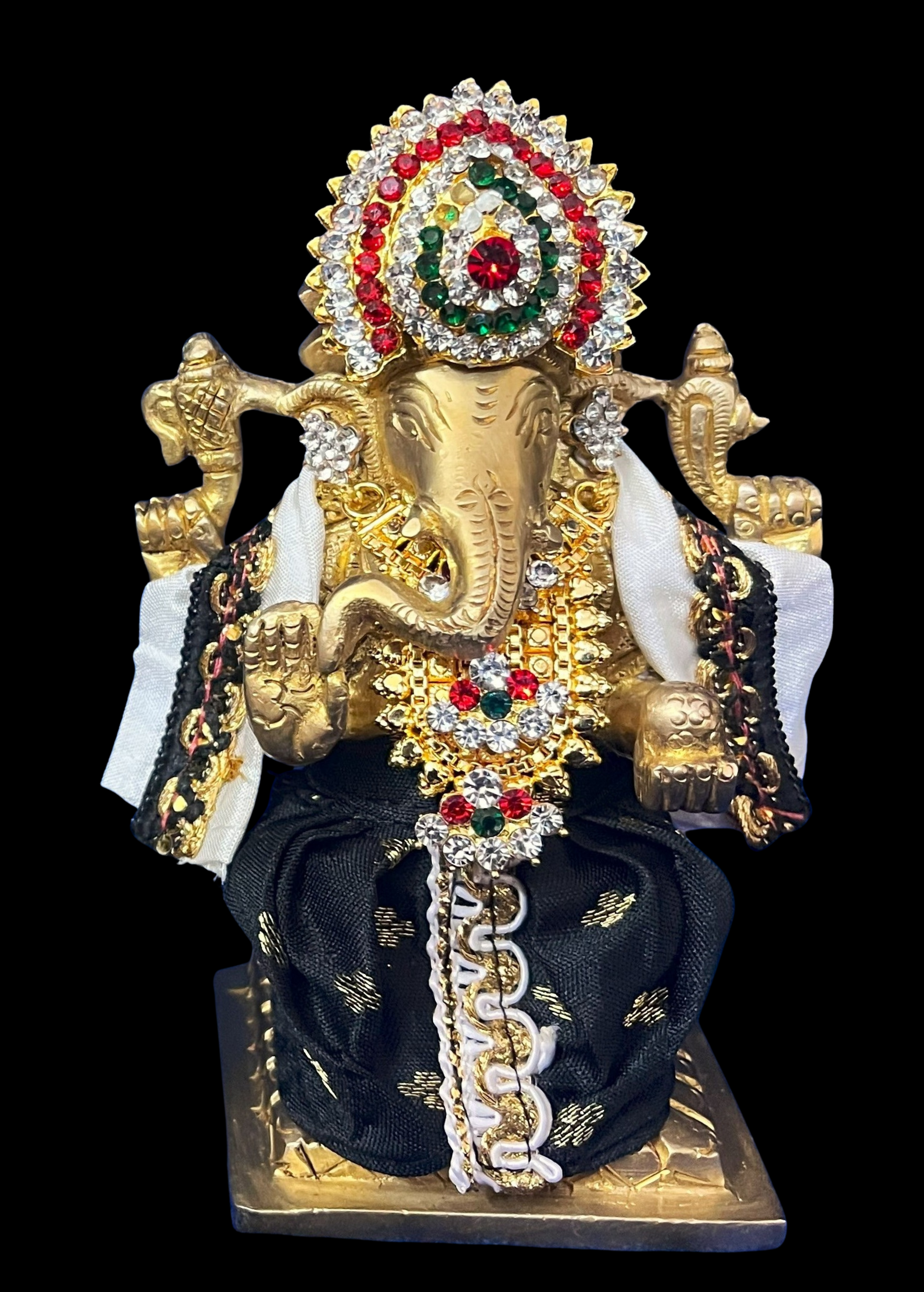 Dhotis for very small idols (less than 4 inches) made of Soft Silk (Pure Silk) - Black dhoti with White border and White shalya 1
