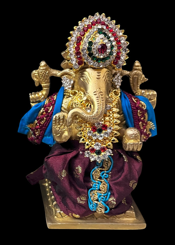 Dhotis for very small idols (less than 4 inches) made of Soft Silk (Pure Silk) - Brown dhoti with Blue border and Blue shalya