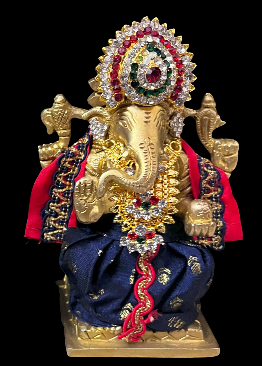 Dhotis for very small idols (less than 4 inches) made of Soft Silk (Pure Silk) - Navy Blue dhoti with Red border and Red shalya