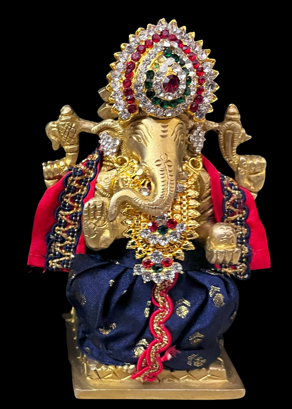 Dhotis for very small idols (less than 4 inches) made of Soft Silk (Pure Silk) - Navy Blue dhoti with Red border and Red shalya