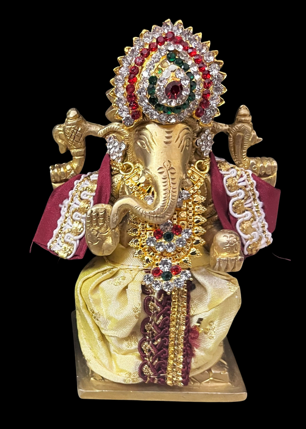 Dhotis for very small idols (less than 4 inches) made of Soft Silk (Pure Silk) - Off white dhoti with Brown border and Brown shalya