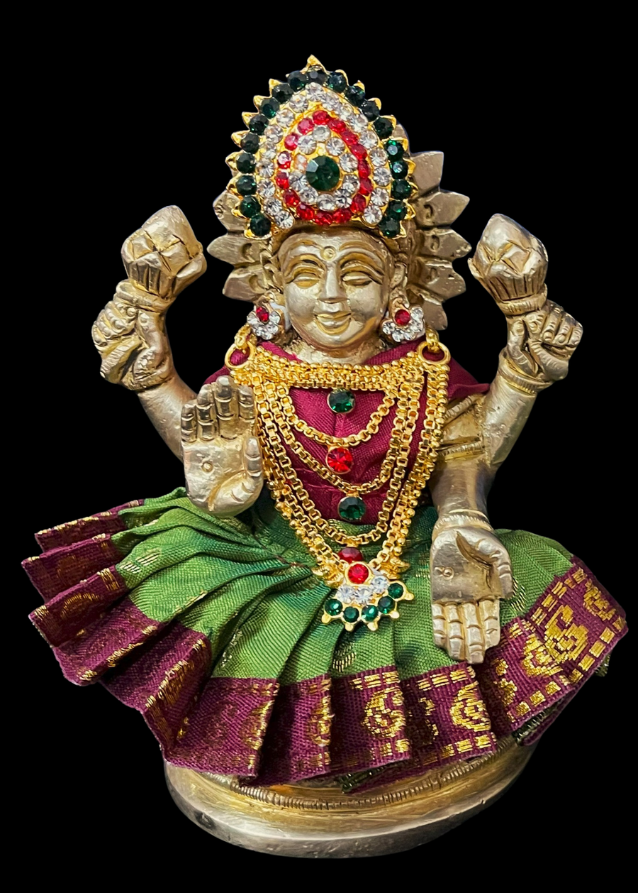 Sarees for very small idols (less than 4 inches) made of Soft Silk (Pure Silk) - Sap Green  lehenga with Maroon border and Maroon blouse