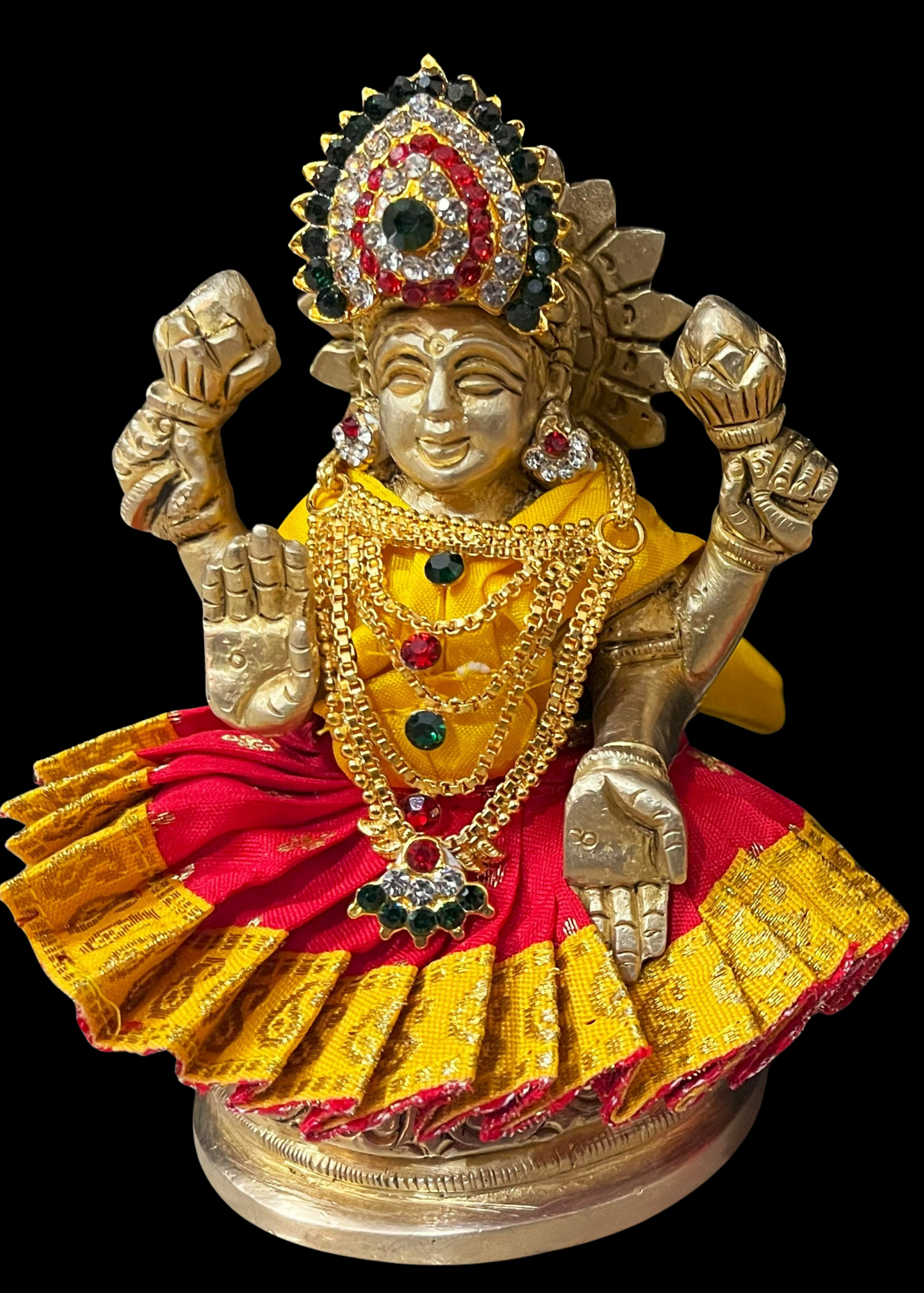 Sarees for very small idols (less than 4 inches) made of Soft Silk (Pure Silk) - Red lehenga with Yellow border and Yellow blouse 1