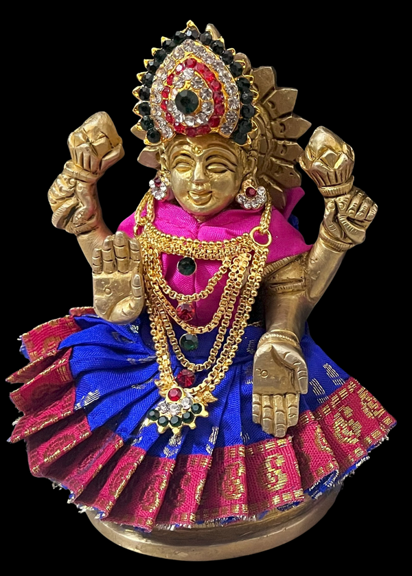 Sarees for very small idols (less than 4 inches) made of Soft Silk (Pure Silk) - Royal Blue lehenga with Pink border and Pink blouse