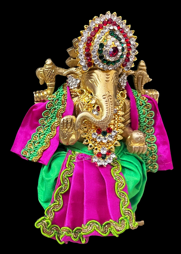 Dhotis for very small idols (less than 4 inches) made of Plain Silk (Not Pure Silk) - Parrot Green dhoti with Pink border and Pink shalya