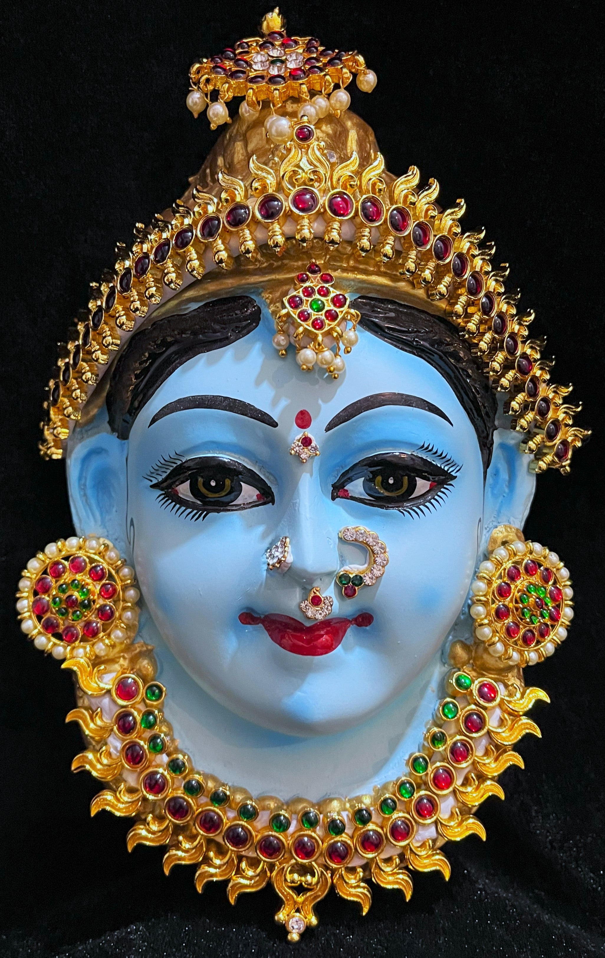 Premium Lakshmi Fiber Half Face with Jewellery – 9 Inch (can be tied to coconut) - Blue 1