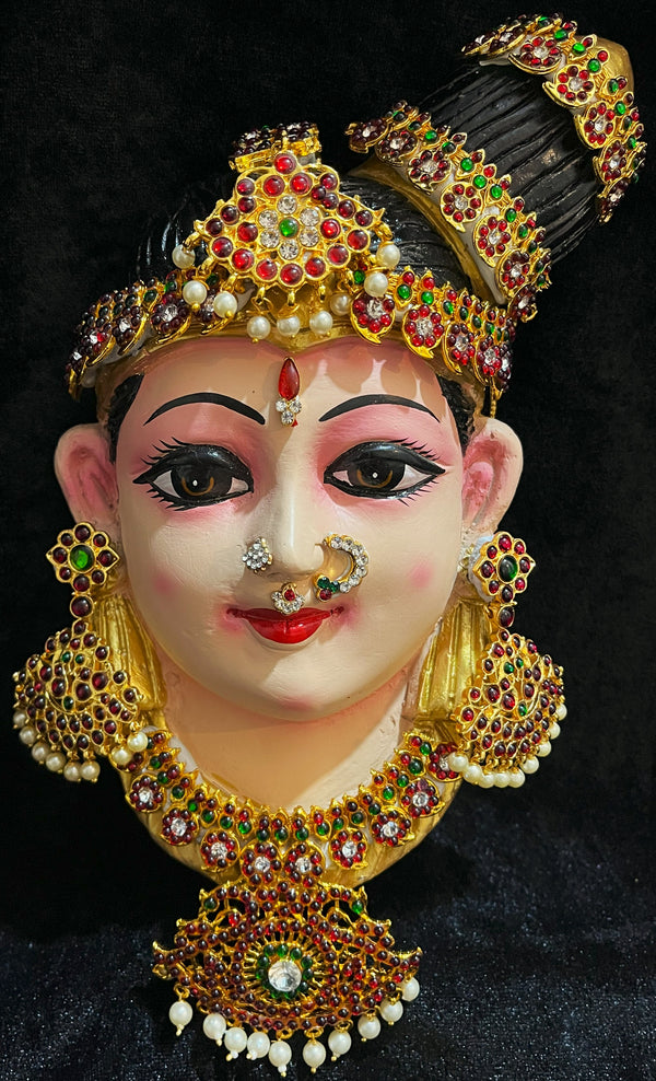 Premium Lakshmi Fiber Half Face with Jewellery – 9.5 Inch (can be tied to coconut)