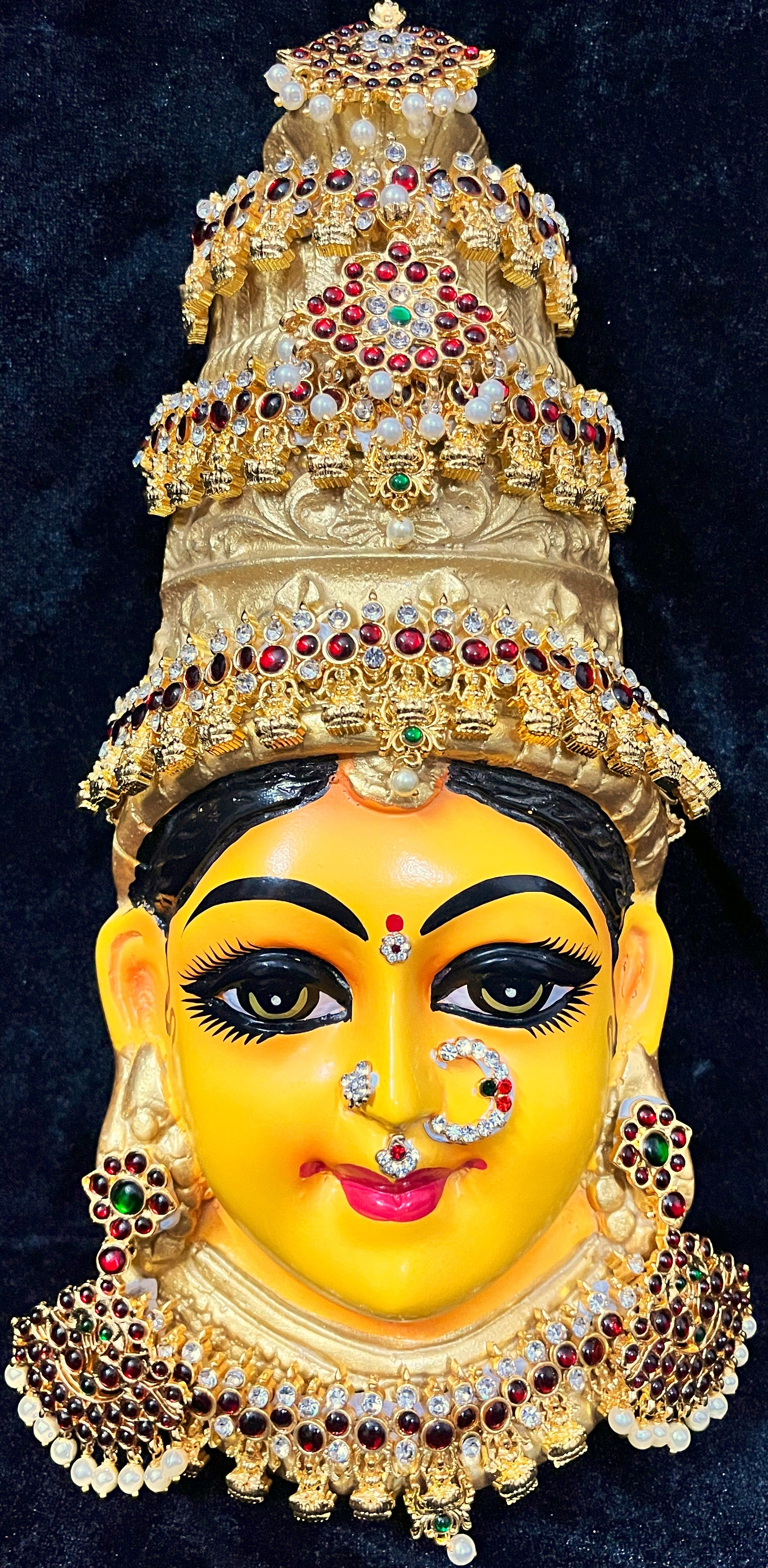 Premium Lakshmi Fiber Half Face with Jewellery – 12 Inch (can be tied to coconut) - Yellow 1