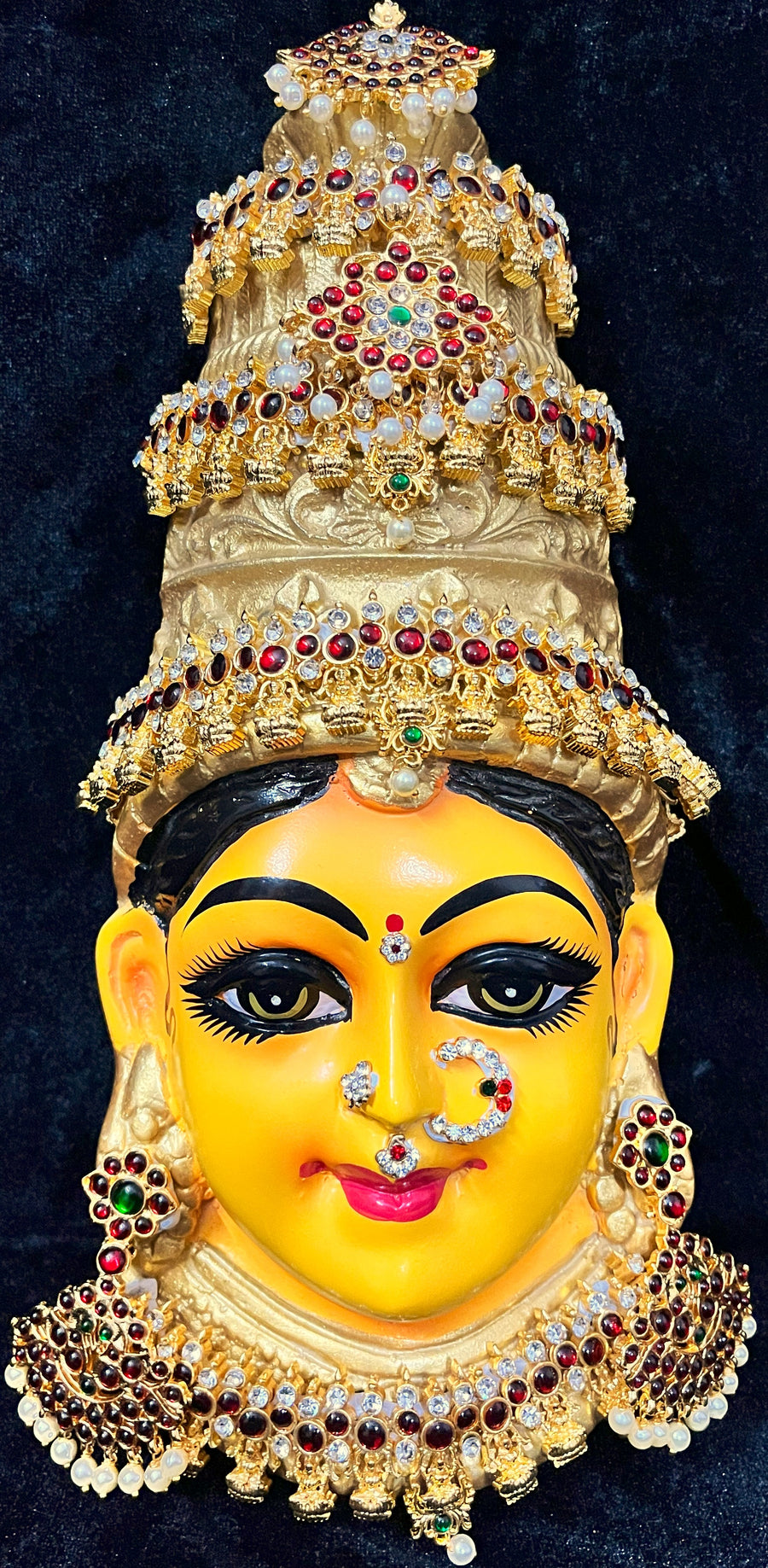 Premium Lakshmi Fiber Half Face with Jewellery – 12 Inch (can be tied to coconut) - Yellow