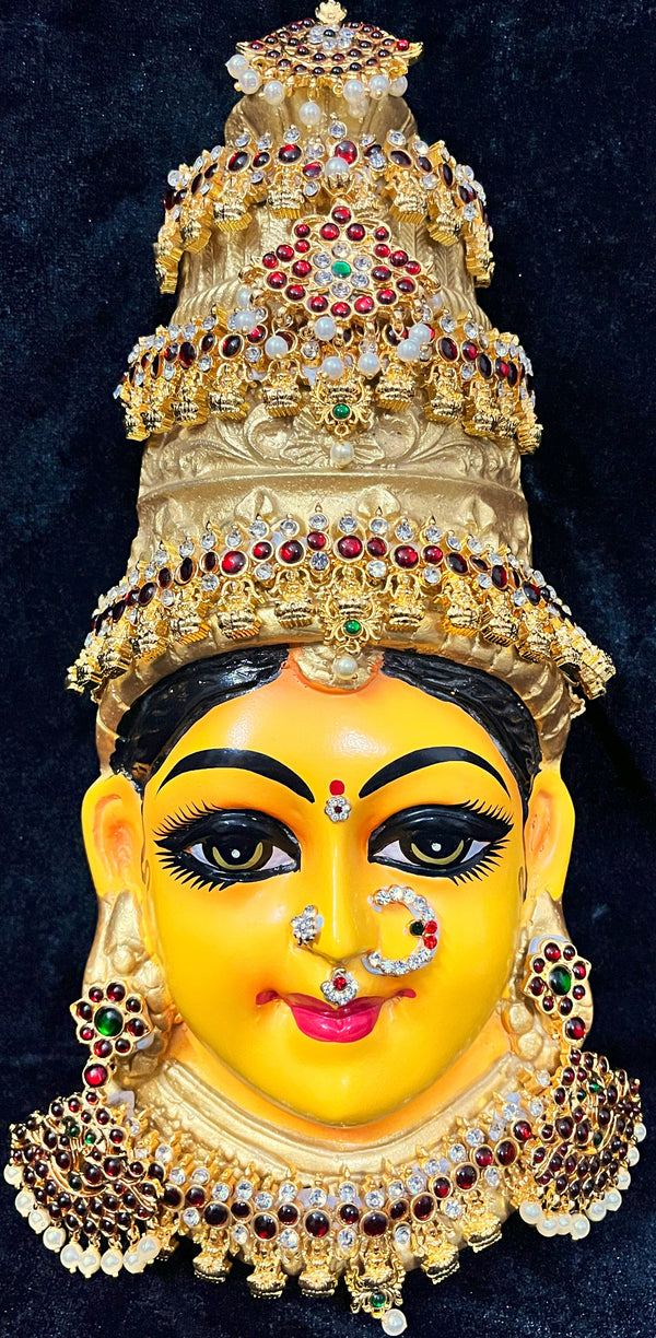 Premium Lakshmi Fiber Half Face with Jewellery – 12 Inch (can be tied to coconut) - Yellow