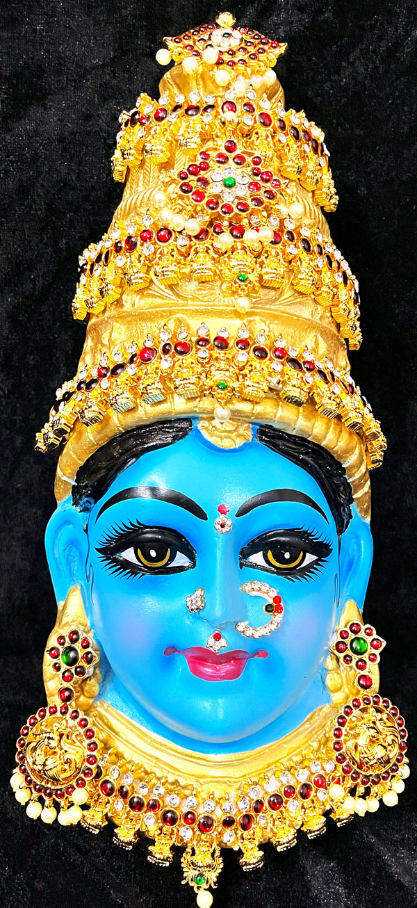 Premium Lakshmi Fiber Half Face with Jewellery – 12 Inch (can be tied to coconut) - Blue