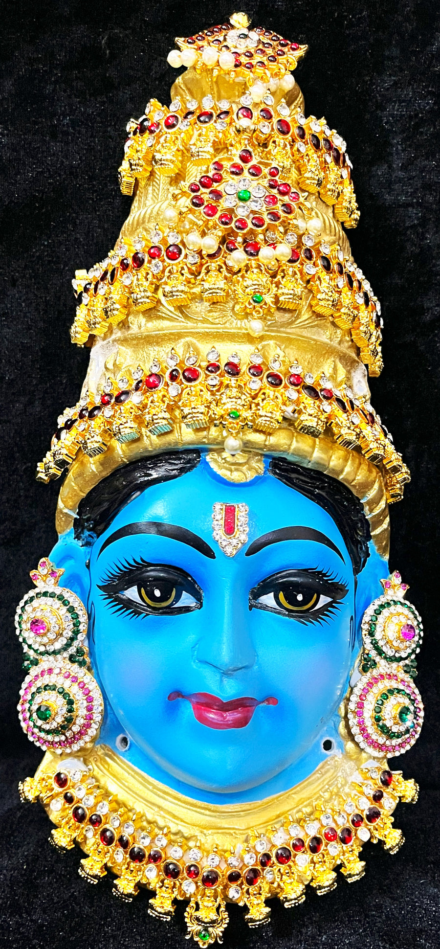 Premium Vishnu Fiber Half Face with Jewellery – 12 Inch (can be tied to coconut)