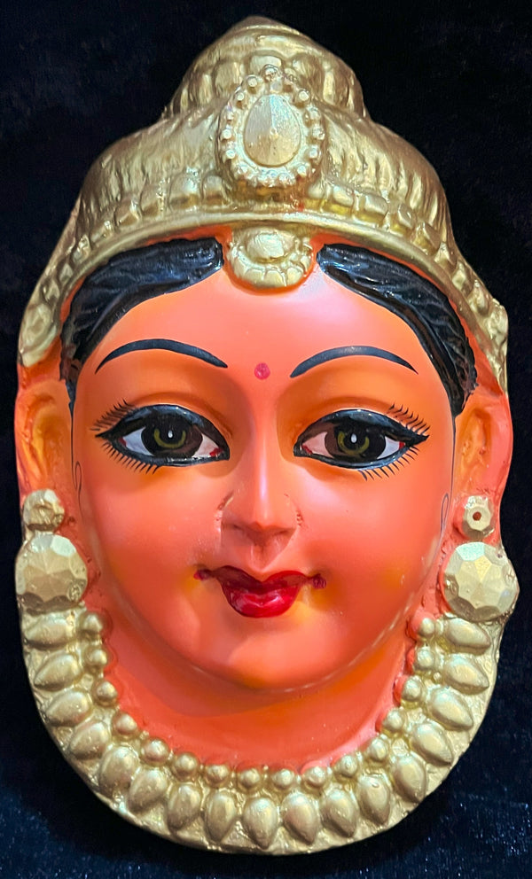 Premium Lakshmi Fiber Half Face with Jewellery – 9 Inch (can be tied to coconut) - Orange