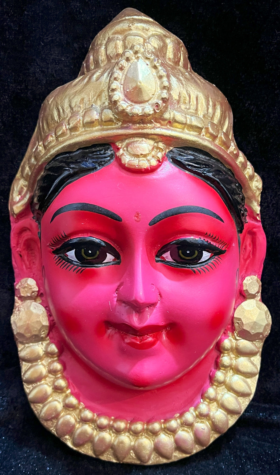 Premium Lakshmi Fiber Half Face with Jewellery – 9 Inch (can be tied to coconut) - Red