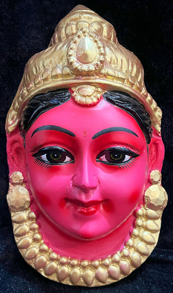 Premium Lakshmi Fiber Half Face with Jewellery – 9 Inch (can be tied to coconut) - Red